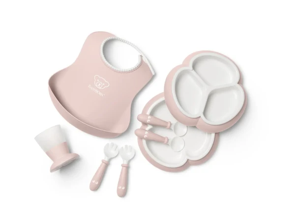 Babybjorn 8 dílný jídelní set pro děti pudrově růžový