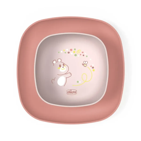 CHICCO Set jedálenský - miska a tanier pink 12m+