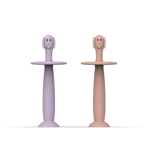 MATCHSTICK MONKEY TRÉNINGOVÁ ZUBNÁ KEFKA SO ZARÁŽKOU MATCHSTICK MONKEY – DUSTY PINK AND LILAC
