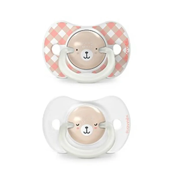 SUAVINEX Cumlík DEŇ&NOC fyziologický silikón WILD & FREE 6-18 m - 2 ks - ružové