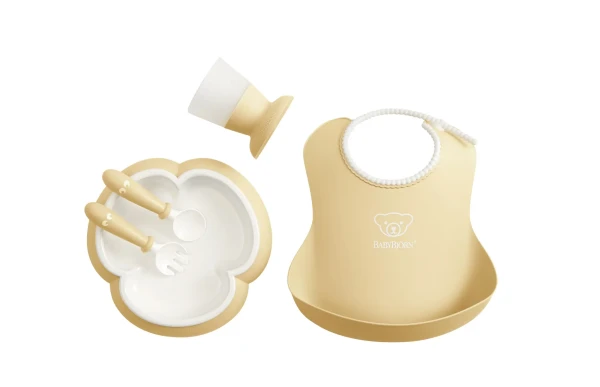 Babybjorn dětský jídelní set 5 dílný pudrově žlutý
