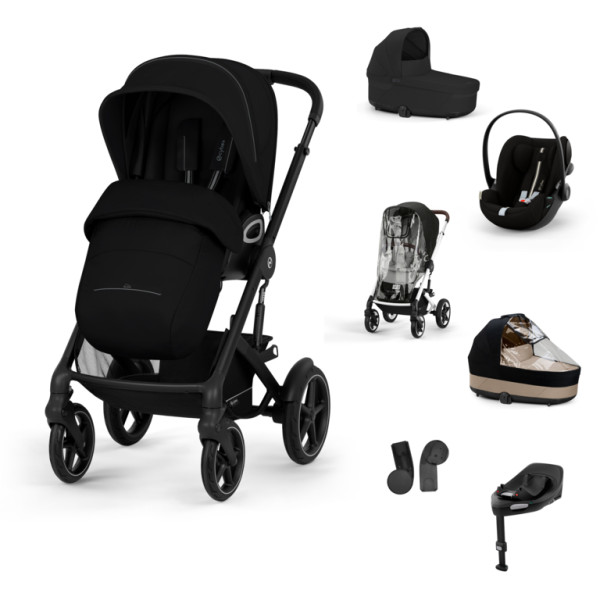 CYBEX Kombinovaný kočík TALOS S LUX SET XL - Moon Black - black rám