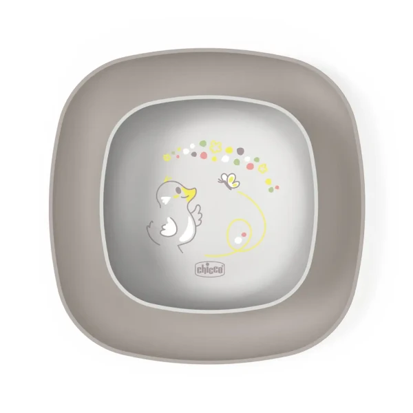 CHICCO Set jedálenský - miska a tanier grey 12m+