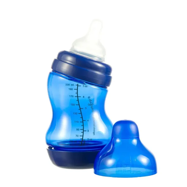 Difrax Kojenecká S-lahvička Difrax, široká, Antikolik, tmavě modrá, 200 ml