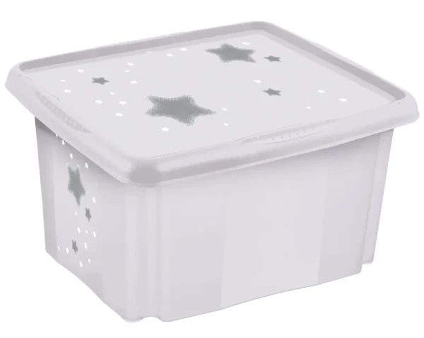 KEEEPER Úložný box s vekem velký "Stars", Bílá II