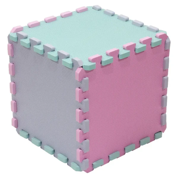 Rialto Baby Pěnová puzzle kostka - Siver, Green, Pink