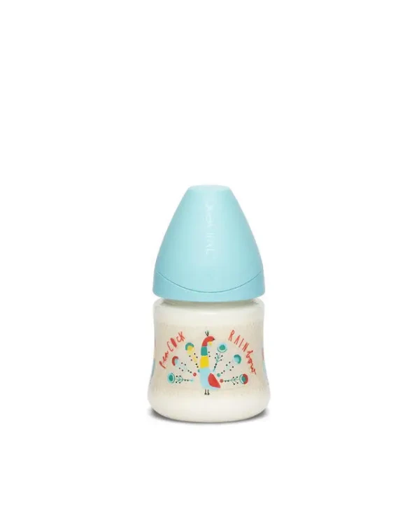 SUAVINEX | LÁHEV Kulatá savička LATEX 150 ml - MODRÝ PÁV