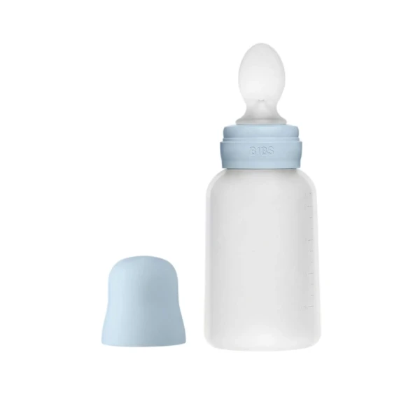 BIBS Squeeze silikónová kapsička s lyžičkou baby-blue
