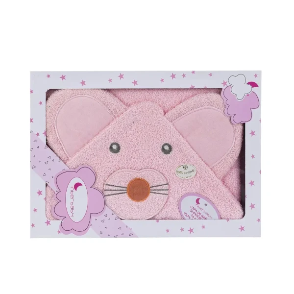 INTERBABY | OSUŠKA froté 100x100 MYŠKA - růžová
