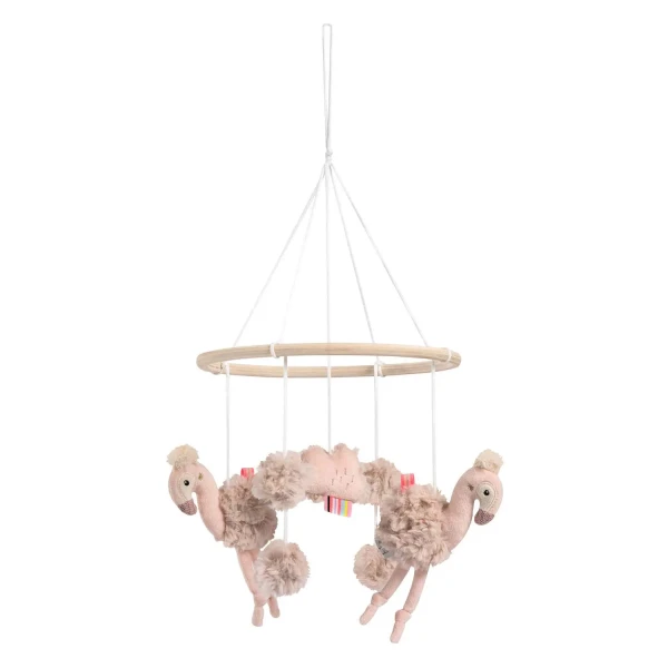 BABY FEHN Drevený kolotoč plameňák, Pink