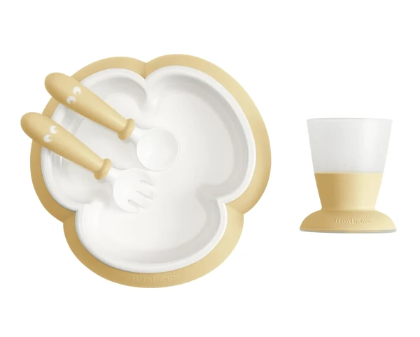 Babybjorn dětský jídelní set 4 dílný pudrově žlutý
