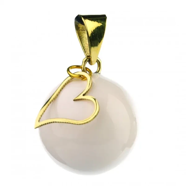 Bola Těhotenská rolnička ESSENTIALS White with heart charm
