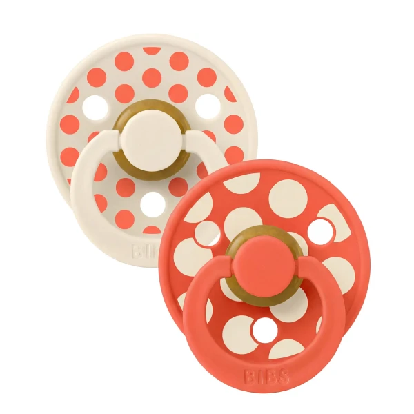 BIBS STUDIO Colour Polka cumlíky z prírodného kaučuku 2ks - veľkosť 2 ivory-tango