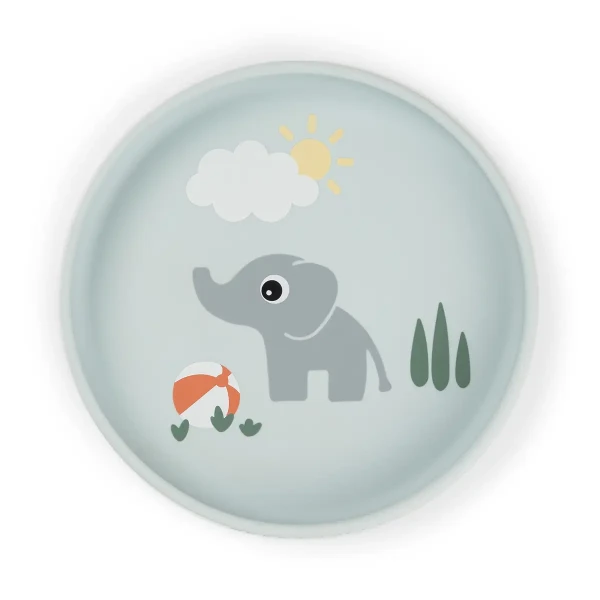 DONE BY DEER Stick and stay silikónový tanier Playground - modrý