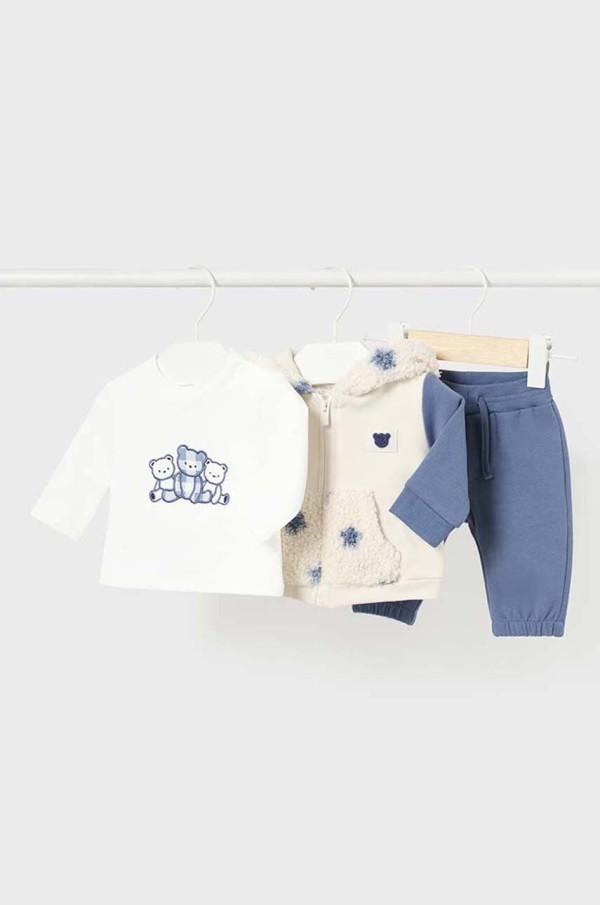 Mayoral Set 3ks Tepláky, tričko, mikina 2-4M Mid Blue