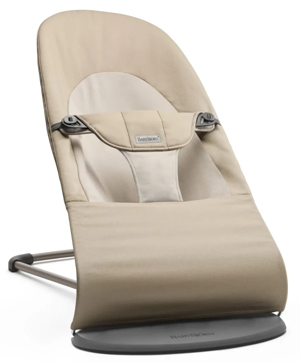 Lehátko Babybjorn Balance Soft cotton Khaki/Beige , tmavě šedá konstrukce