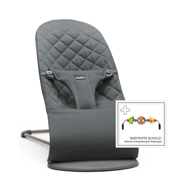 BABYBJORN Lehátko BabyBjörn Bouncer Bliss Anthracite Classic Woven + hračka  očička Googly Eyes