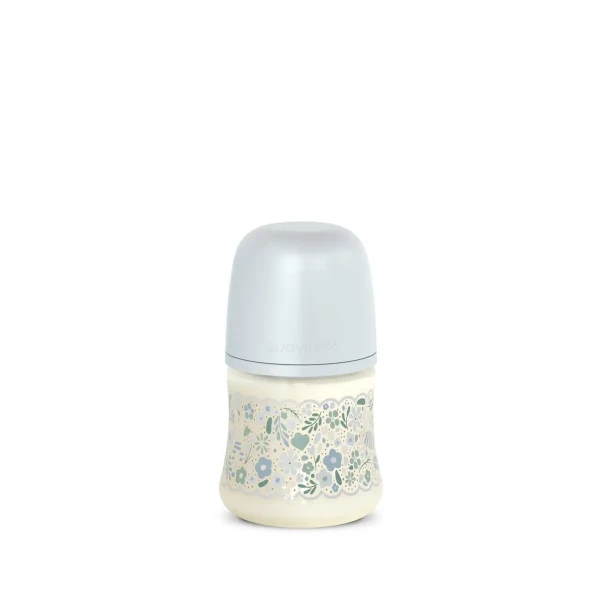 SUAVINEX Dojčenská fľaša WONDERLAND NEW 150ml FYZIOL PRIETOK S - modrý kvet