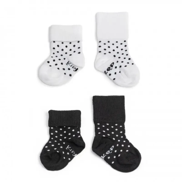 KipKep Dětské ponožky Stay-on-Socks 0-6m 2páry Black&White Dots