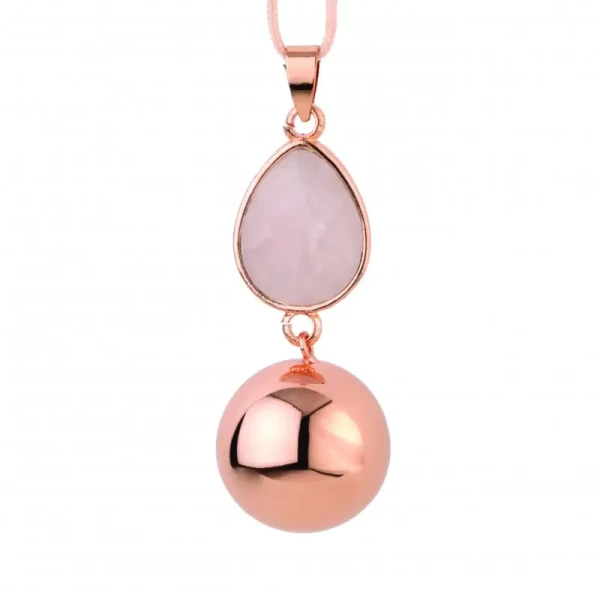 Bola Těhotenská rolnička FANTASY Rose gold faceted pink drop