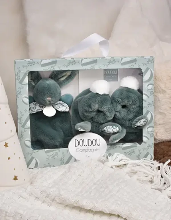 DouDou et compagnie Darčeková krabička zajačik 15cm - Šalvia