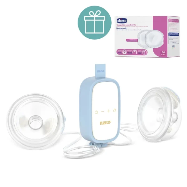 NENO Odsávačka materského mlieka duo elektrická handsfree Velo + CHICCO Vložky do podprsenky 30ks