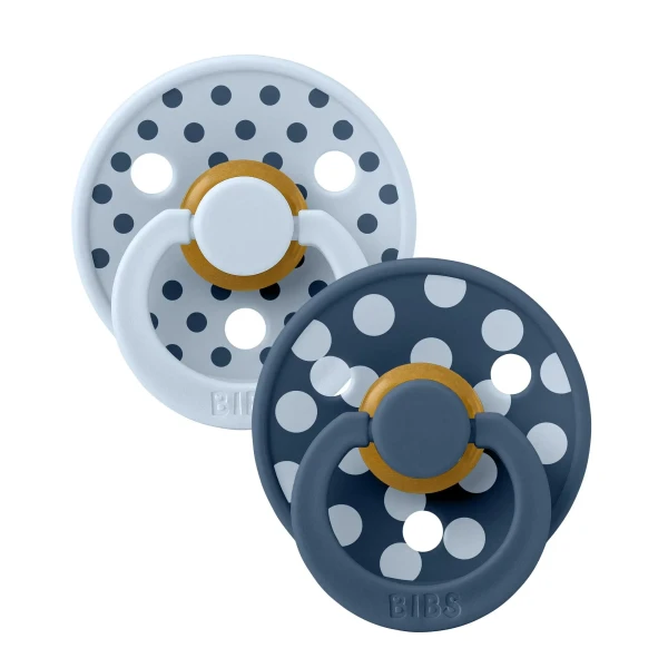 BIBS STUDIO Colour Polka cumlíky z prírodného kaučuku 2ks - veľkosť 1 baby-blue-steel-blue