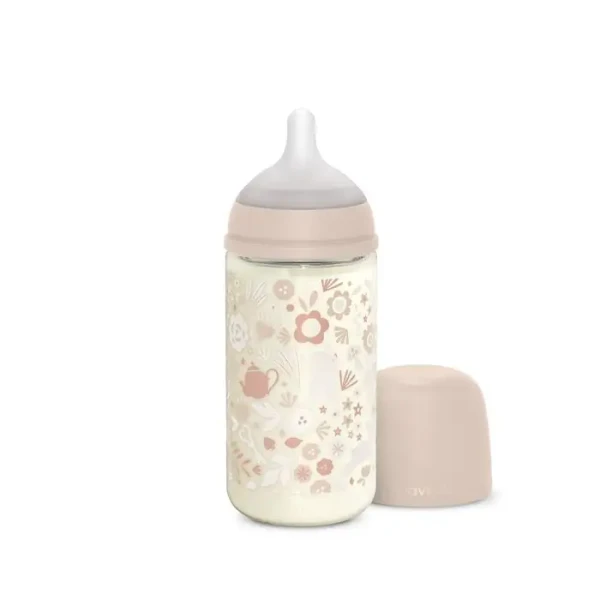 SUAVINEX | Láhev sklo WONDERLAND 240 ml fyziologická SX PRO +3 MF - LIBERTY RŮŽOVÁ