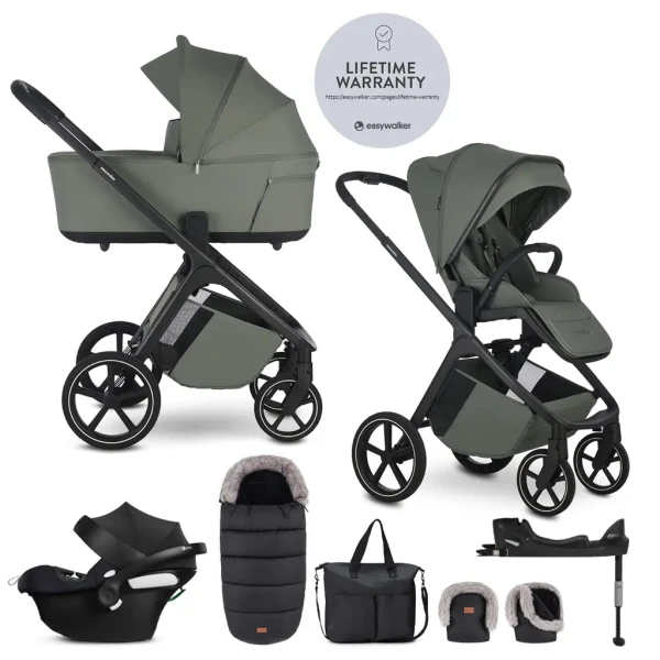 EASYWALKER Set kočík 4v1 Zoey Go Mineral Green XXL Limited + CBX Aton B2 i-Size + Cybex Base One