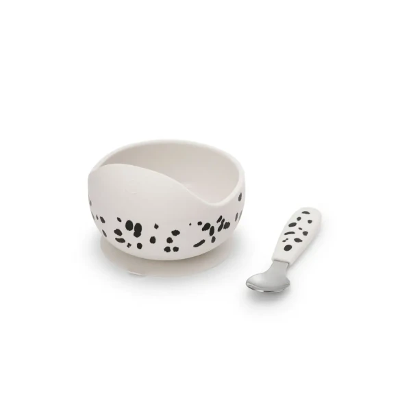 Silikonová miska se lžičkou Elodie Details - Dalmatian Dots