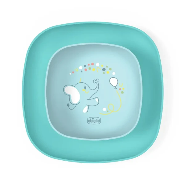 CHICCO Set jedálenský - miska a tanier blue 12m+