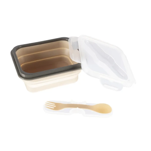 Zopa Silikónový box na občerstvenie s príborom malý, Sand Beige
