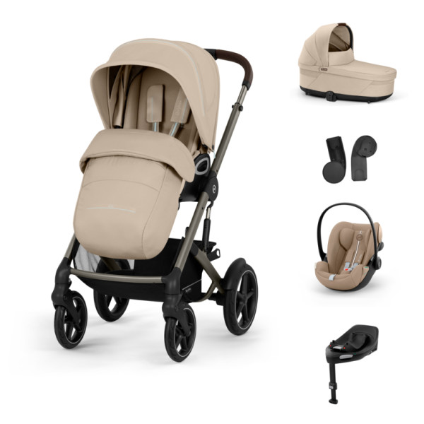 CYBEX Kombinovaný kočík TALOS S LUX SET M - Almond Beige - taupe rám