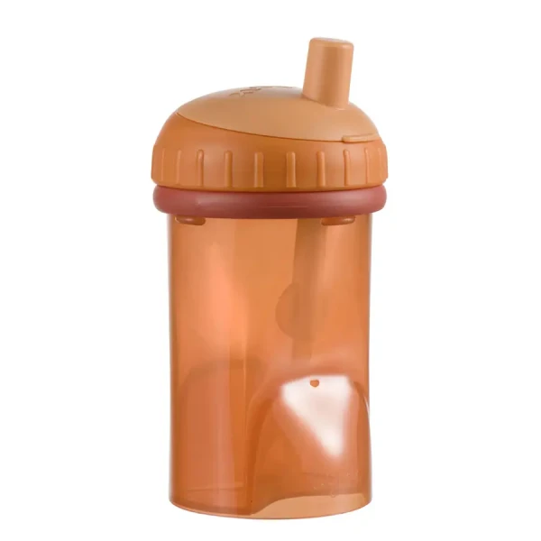 Difrax Dětský hrneček s brčkem Difrax, cihlová, 250 ml