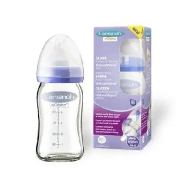 Lansinoh Skleněná kojenecká láhev 160ml s NaturalWave TM savičkou (S)