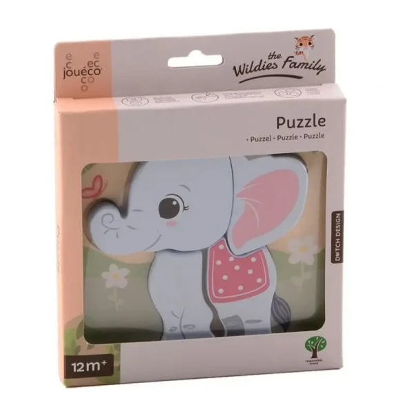 Jouéco The Wildies Family dřevěné mini puzzle Elephant 12m+