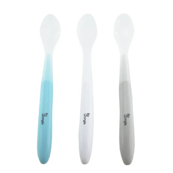 BO Jungle Měkké jídelní lžičky White/Blue/Grey 3ks