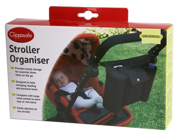 CLIPPASAFE Organizér na kočík, Black, Černá