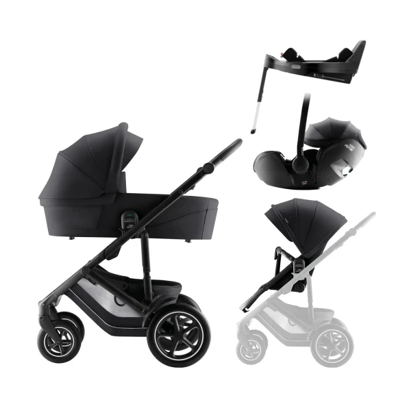 BRITAX Sada kočíka Smile 5Z + hlboká vanička + autosedačka Baby-Safe PRO + základňa Vario Base 5Z Style, Carbon Black