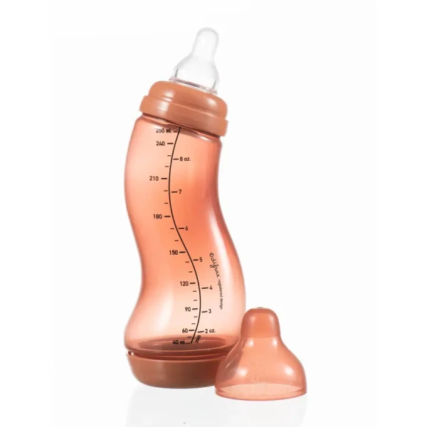 Difrax Kojenecká S-lahvička Difrax, Antikolik, cihlová, 250ml