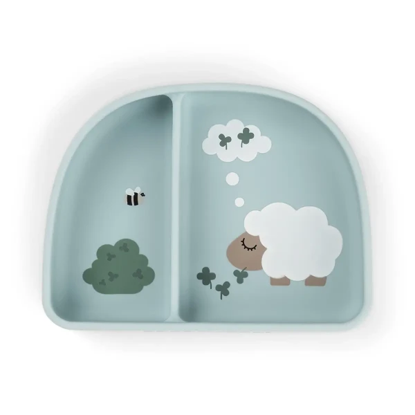 DONE BY DEER Stick and stay silikónová miska Tiny farm - modrá
