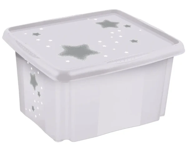 KEEEPER Úložný box s vekem malý "Stars", Bílá