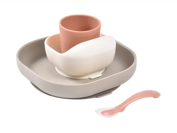 Beaba Jídelní sada silikonová 4-dílná Terracotta / Gazelle