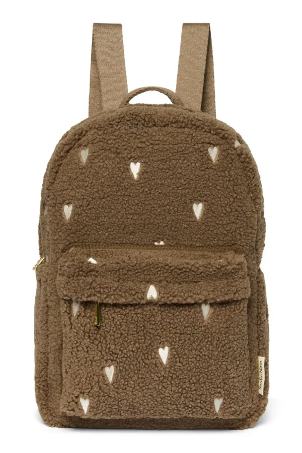 STUDIO NOOS - Teddy Midi BACKPACK - batůžek s přední kapsou | Brown Hearts