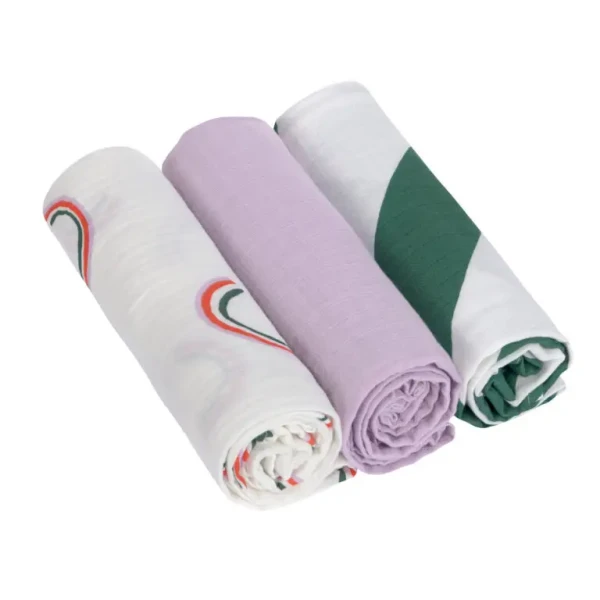 LÄSSIG Swaddle Burp blanket 85x85 2024 Happy Rascals lavender