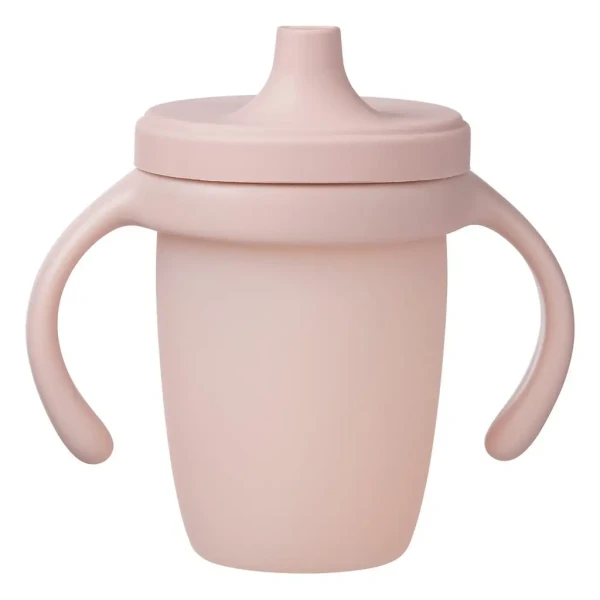 Silikonový hrneček s pítkem 240 ml - růžový