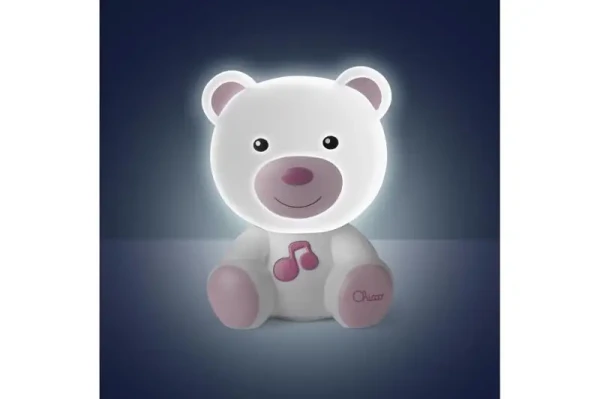 CHICCO Světélko noční hudební Medvídek růžové 0m+
