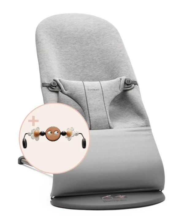 Lehátko Babybjorn bouncer Bliss Light Grey 3D Jersey s hračkou Googly Eyes Black/White