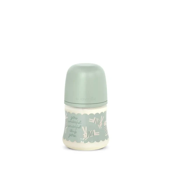 SUAVINEX Dojčenská fľaša WONDERLAND NEW 150ml FYZIOL PRIETOK S - zelený králik