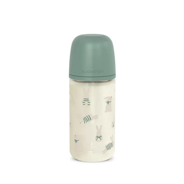 SUAVINEX Fľaša sklo WONDERLAND NEW 240 ml fyziologická SX PRO +3 MF - zelený králik